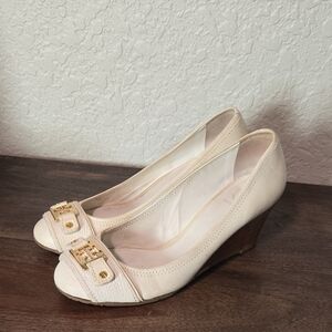 Tory Burch‎ White Leather Wedges